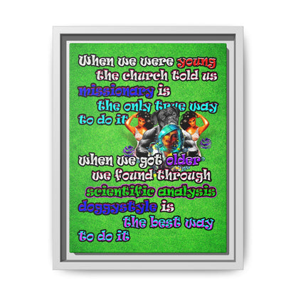 doggystyle - framed canvas art (green turf)