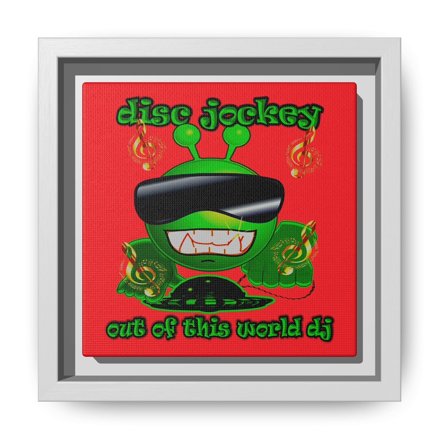disc jockey - framed canvas art (red)