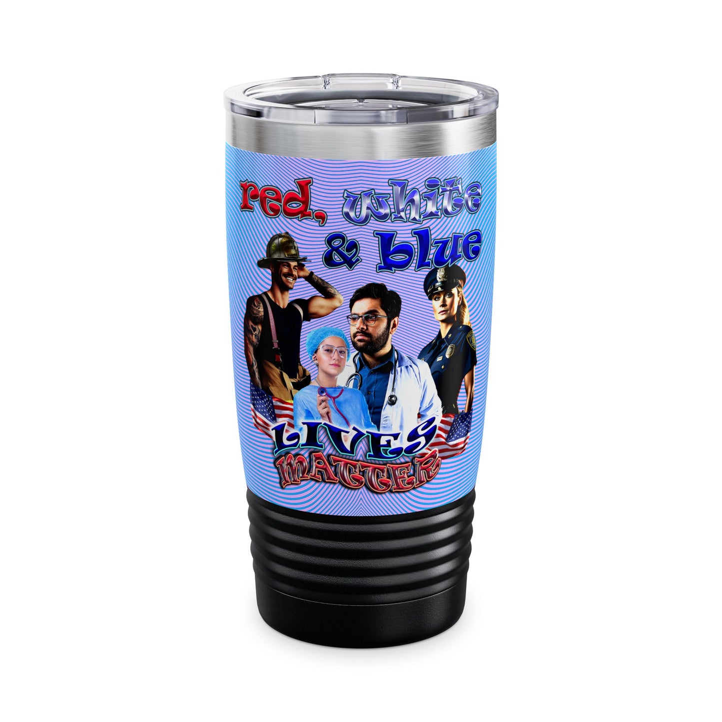 rw&b lives matter - Ringneck Tumbler, 20oz (light blue-purple wave)