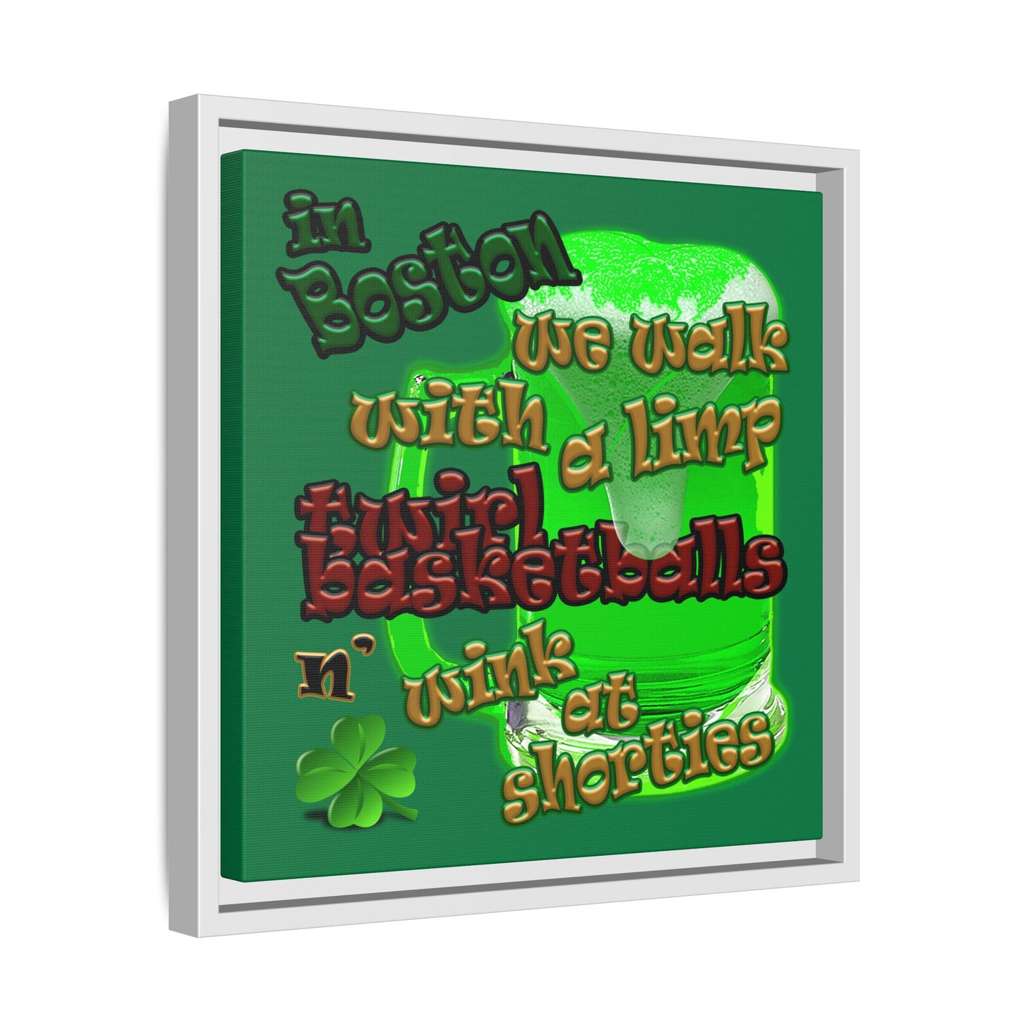 celtics logo - framed canvas art (dark green)