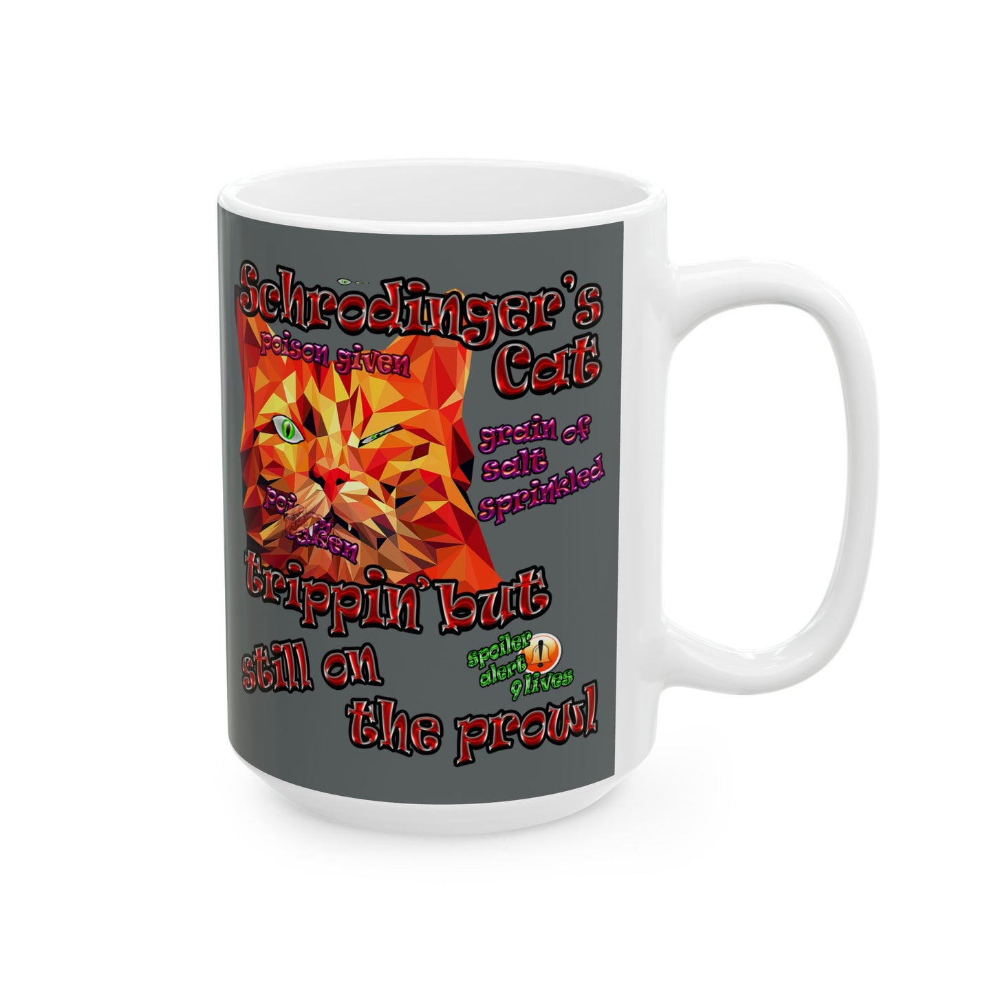 schrodinger's cat - White Mug (dark grey)