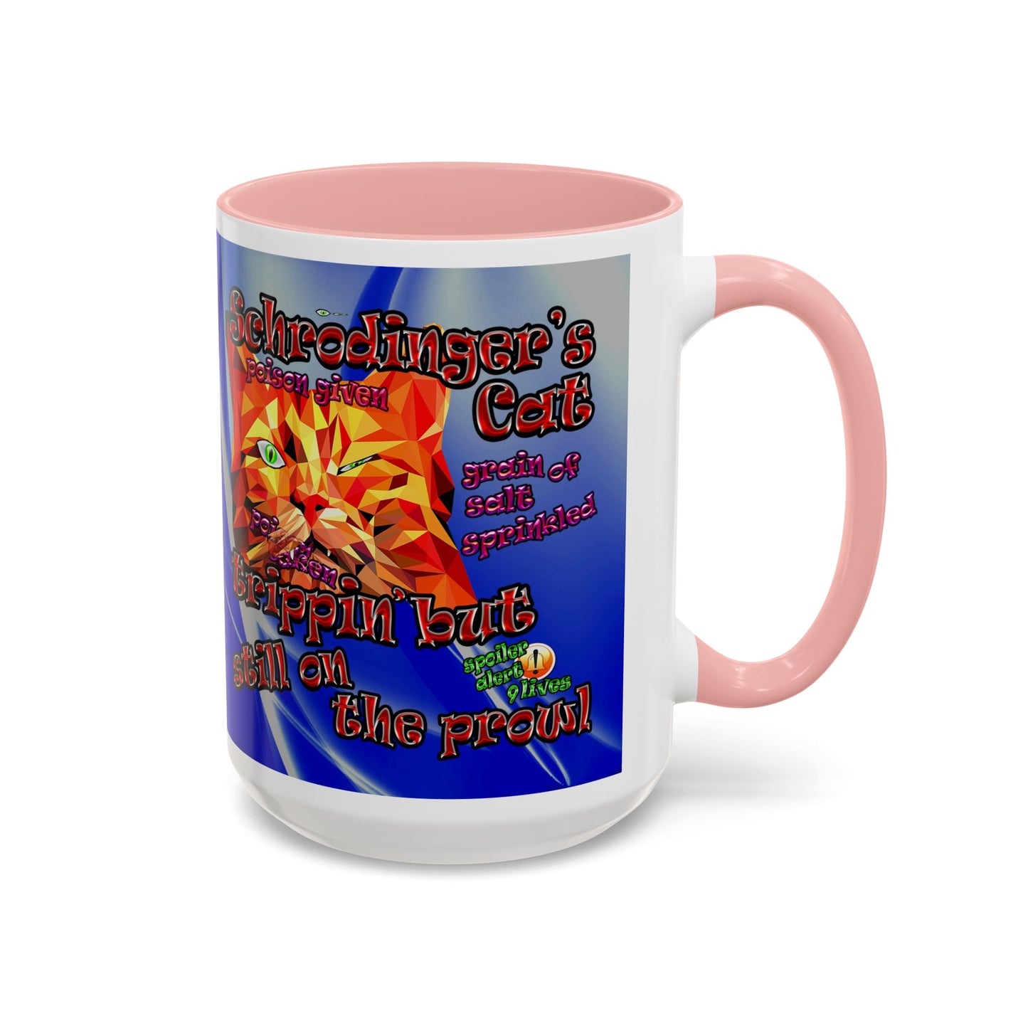 schrodinger's cat - Accent Mug (blue-white wave)