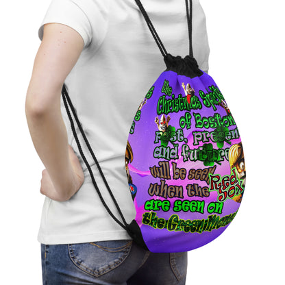 christmas spirits of boston - Drawstring Bag (purple-pink wave)