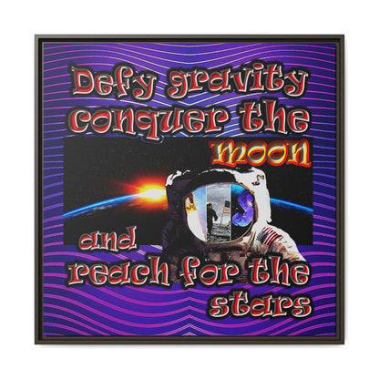 defy conquer reach - framed canvas art (purple wave)