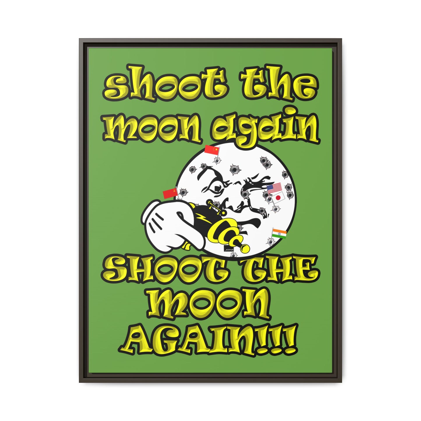 shoot the moon again - framed canvas art (green)