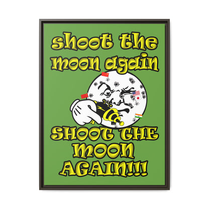 shoot the moon again - framed canvas art (green)