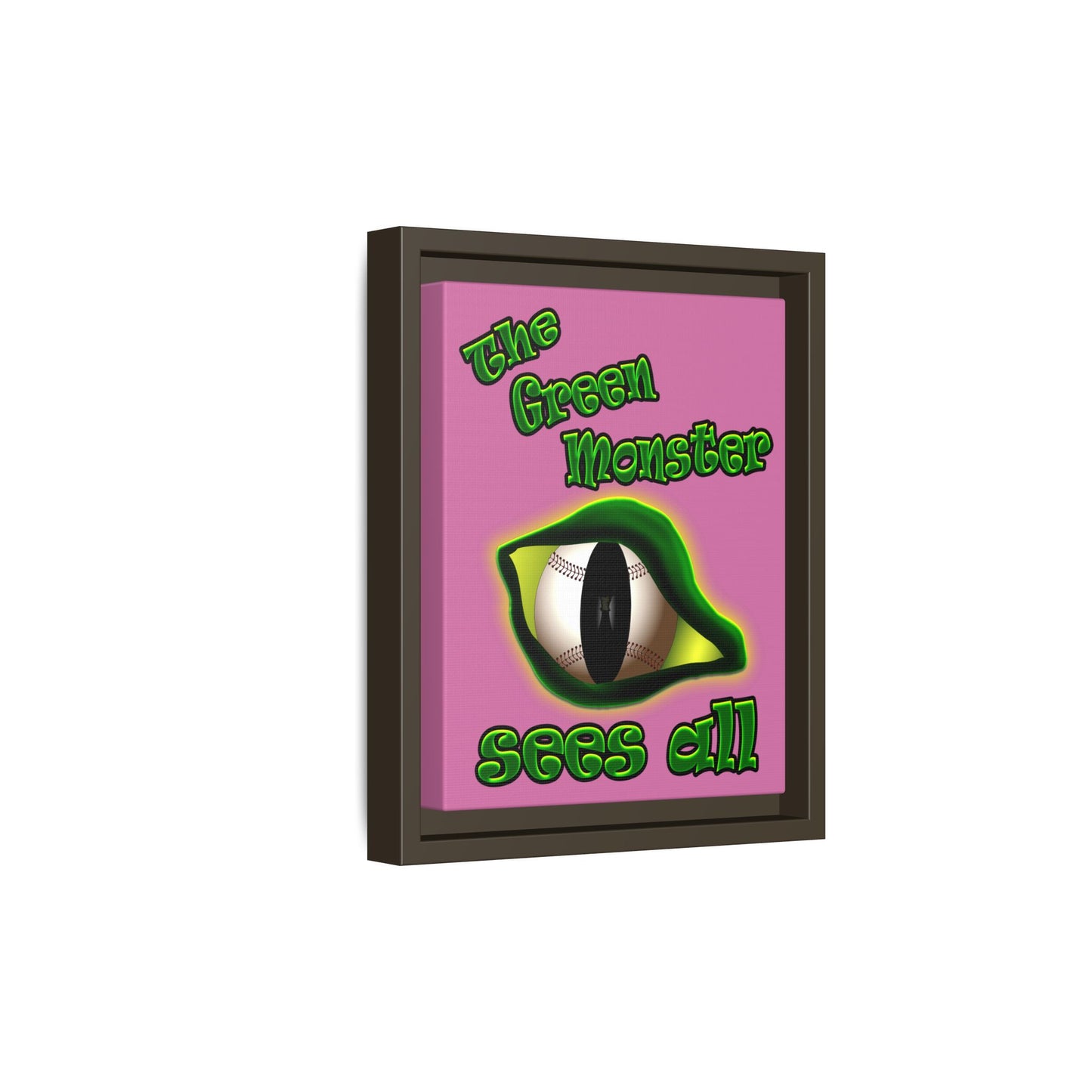 green monster - framed canvas art (light pink)