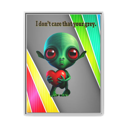 I don't care that your grey - framed canvas art (rainbow split)