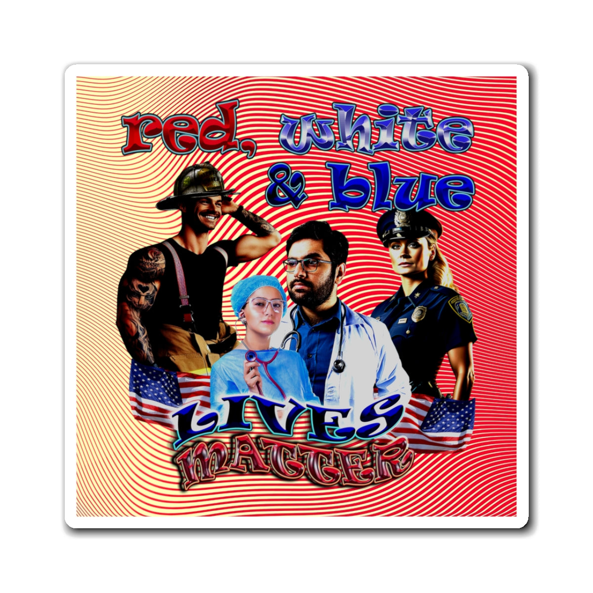 rw&b lives matter - Magnets - (yellow-orange wave)