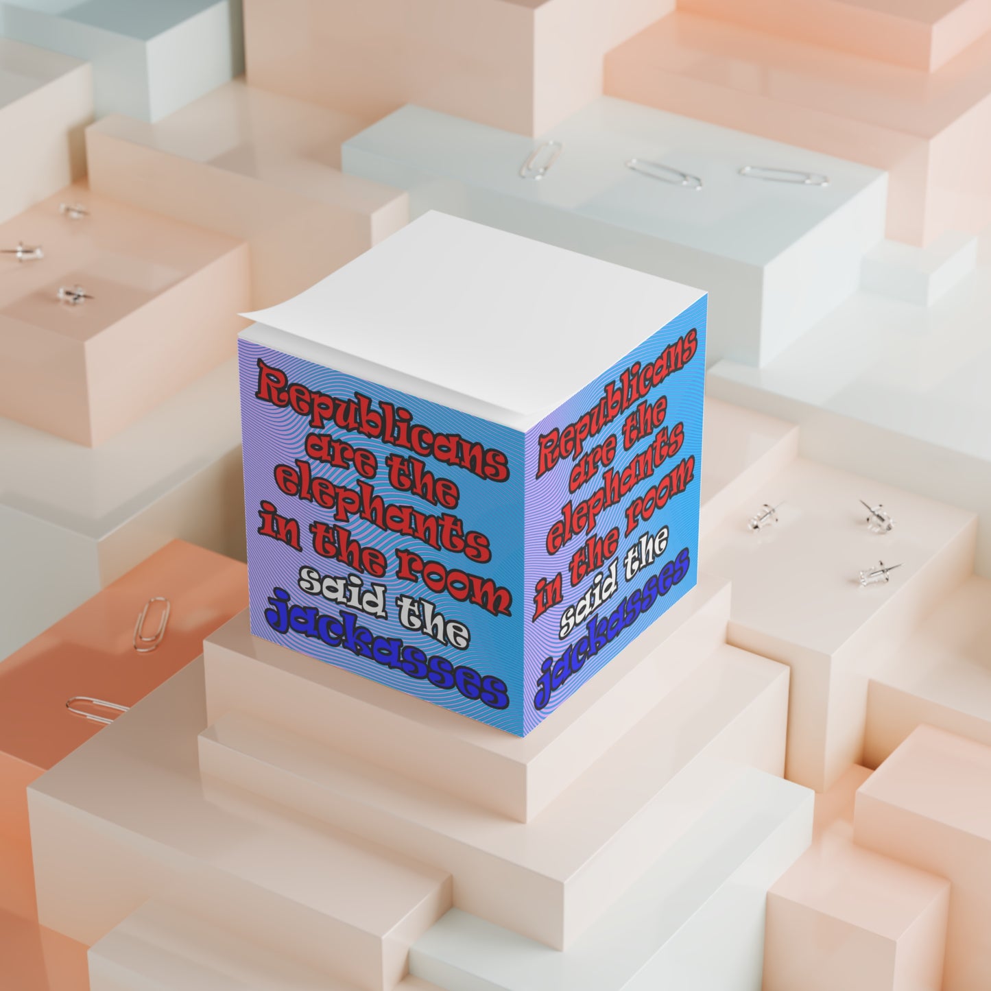 donkeys and elephants - note cube (light blue-purple wave)