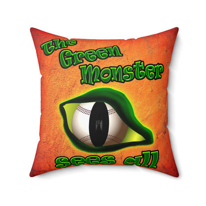 green monster - Spun Polyester Square Pillow - (burnt orange)