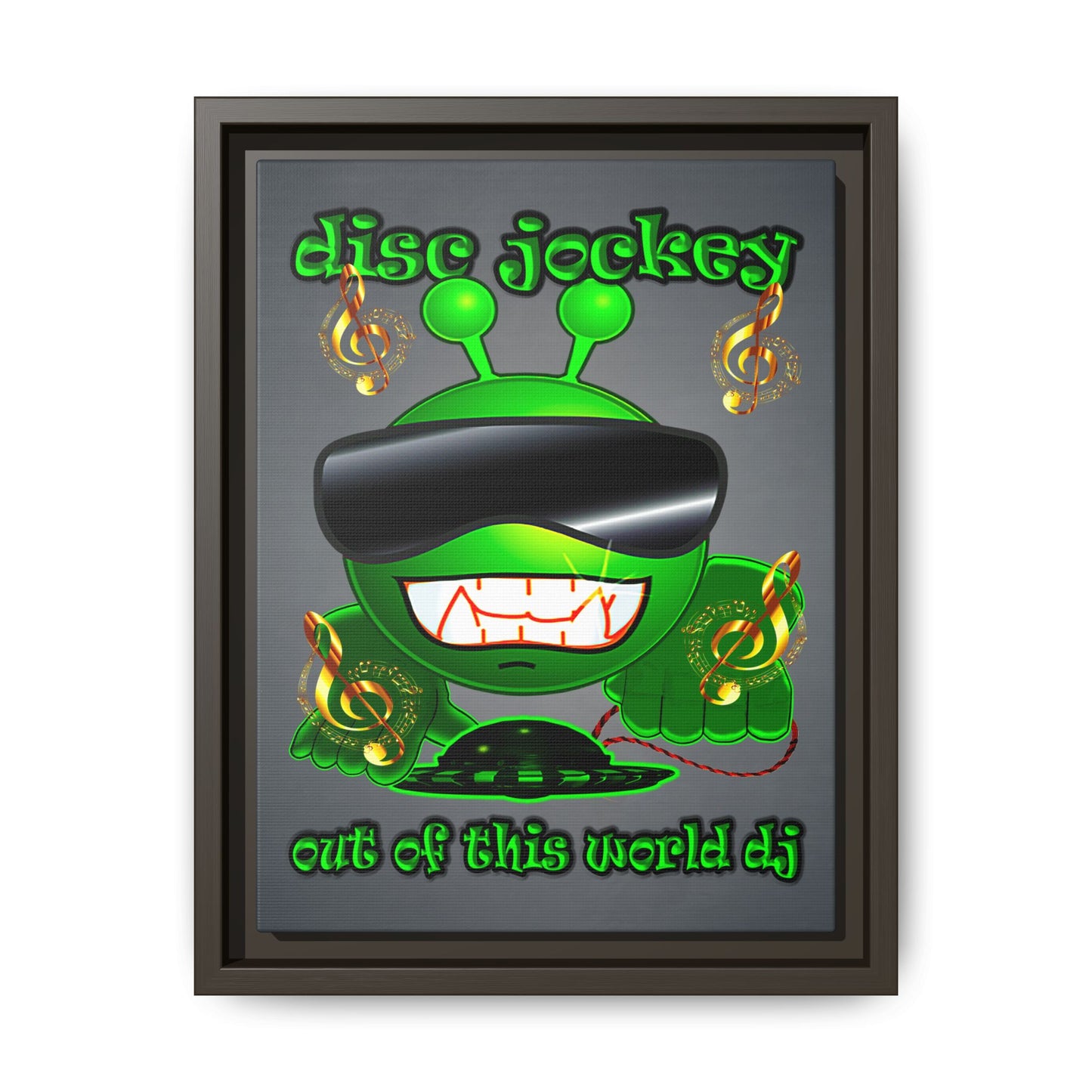 disc jockey - framed canvas art (grey-light grey)