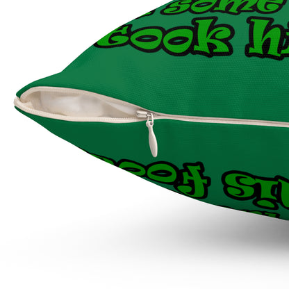 turtle race - Spun Polyester Square Pillow - (dark green)