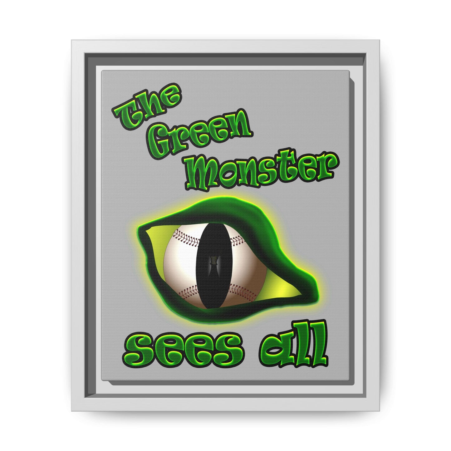 green monster - framed canvas art (light grey)