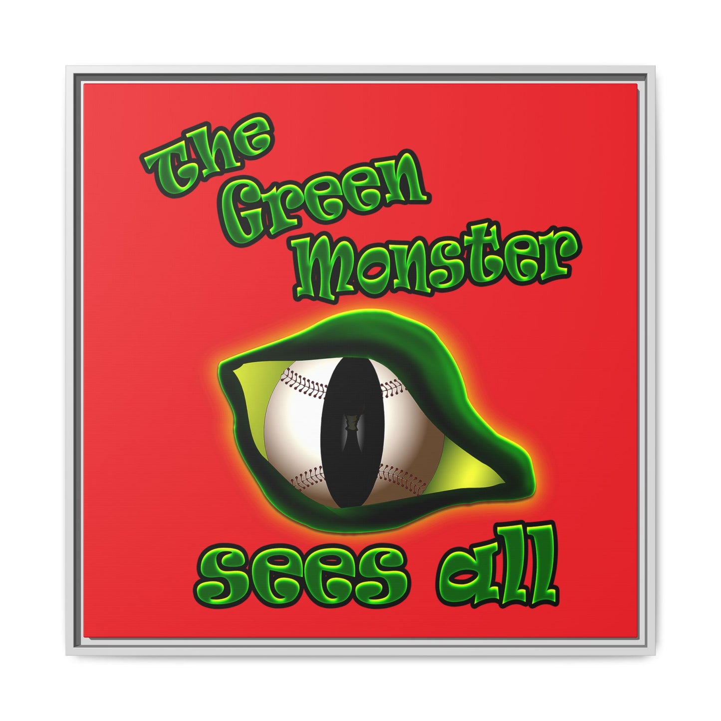 green monster - framed canvas art (red)