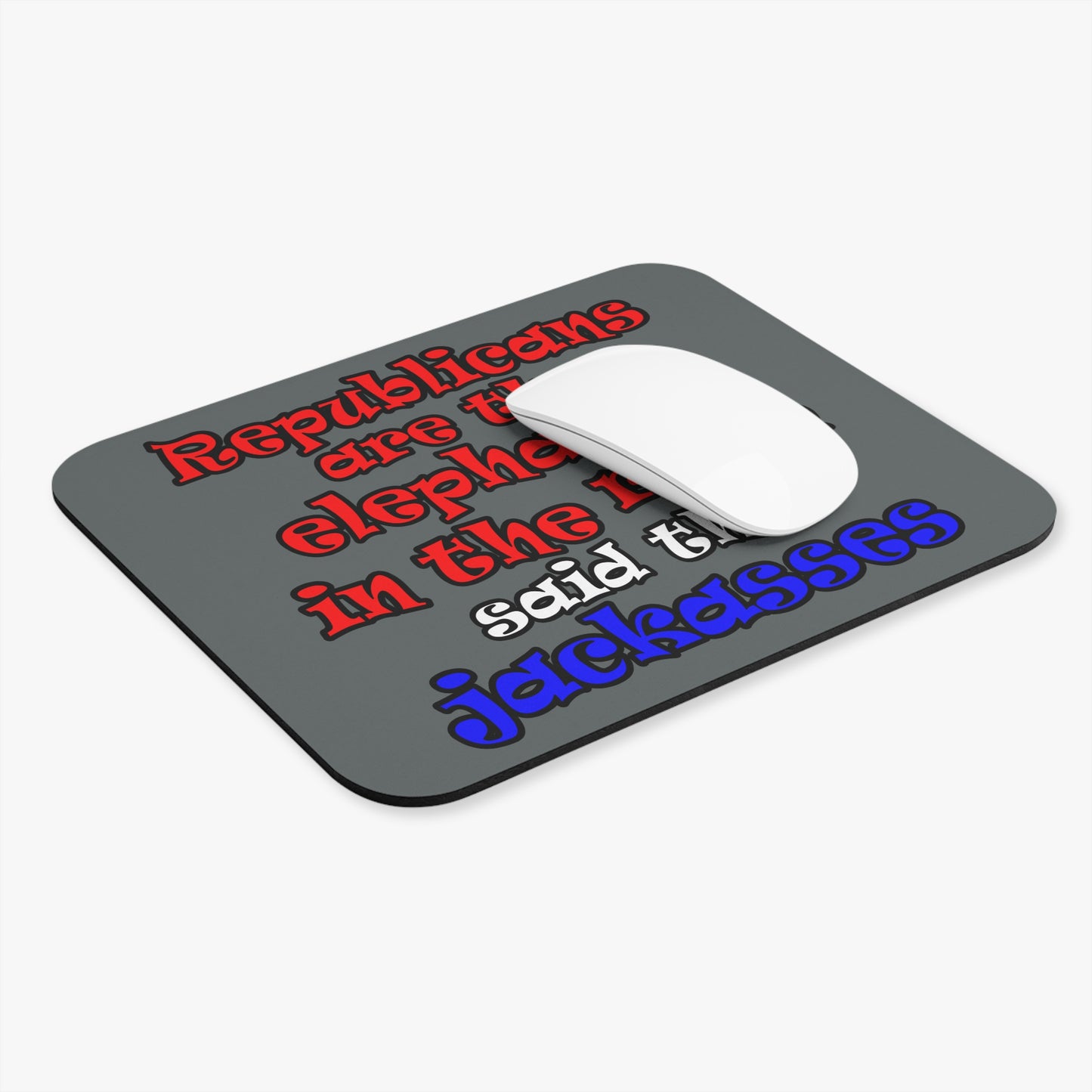 donkeys and elephants - Mouse Pad (Rectangle) (dark grey)