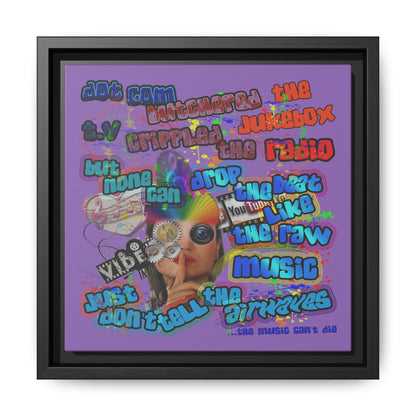drop the beat - framed canvas art (light purple)