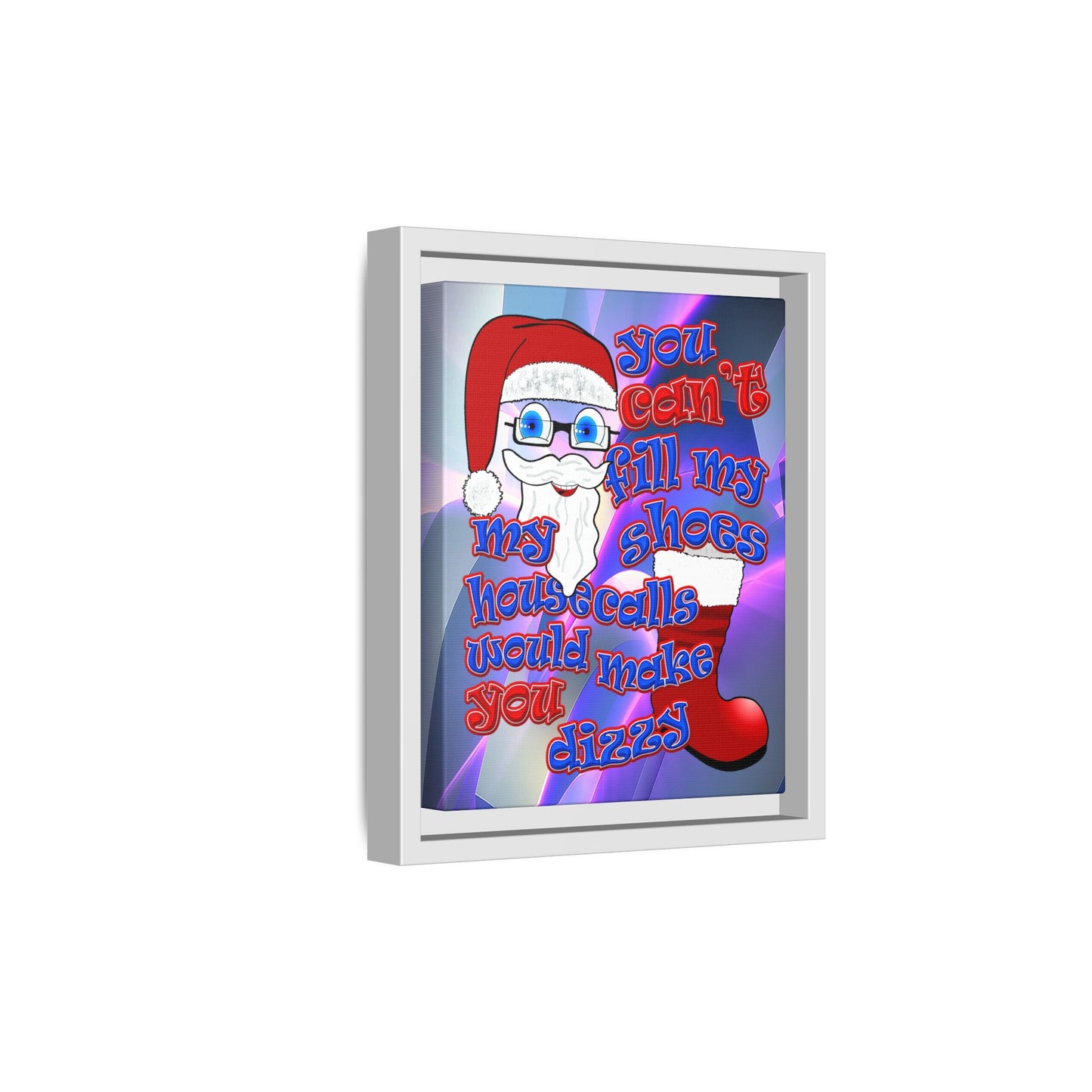santa's shoes - framed canvas art (grey-pink wave)