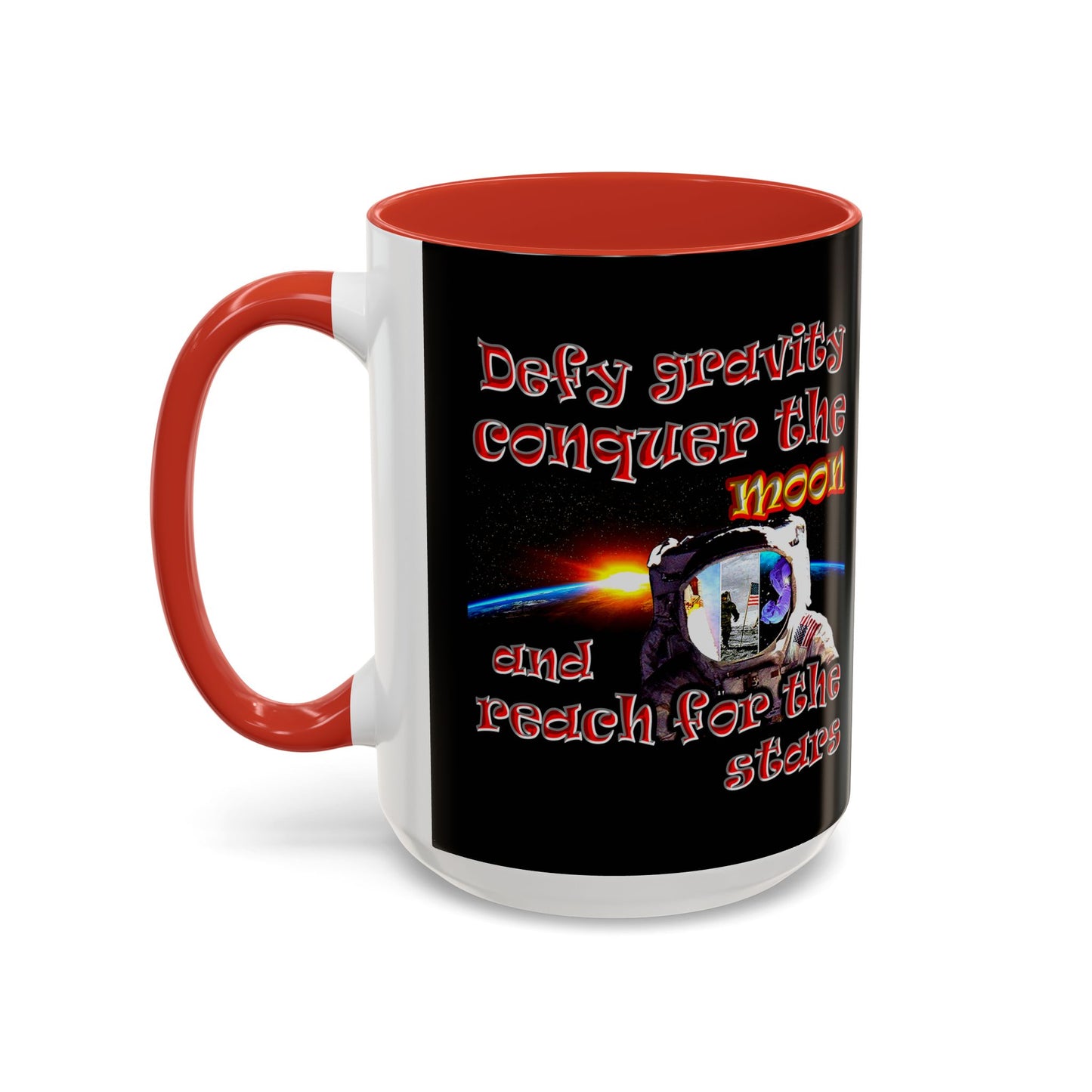 defy conquer reach - Accent Mug (black)