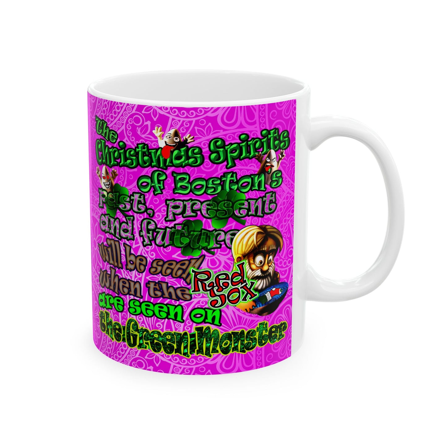 christmas spirits of boston - White Mug (pink swirl)