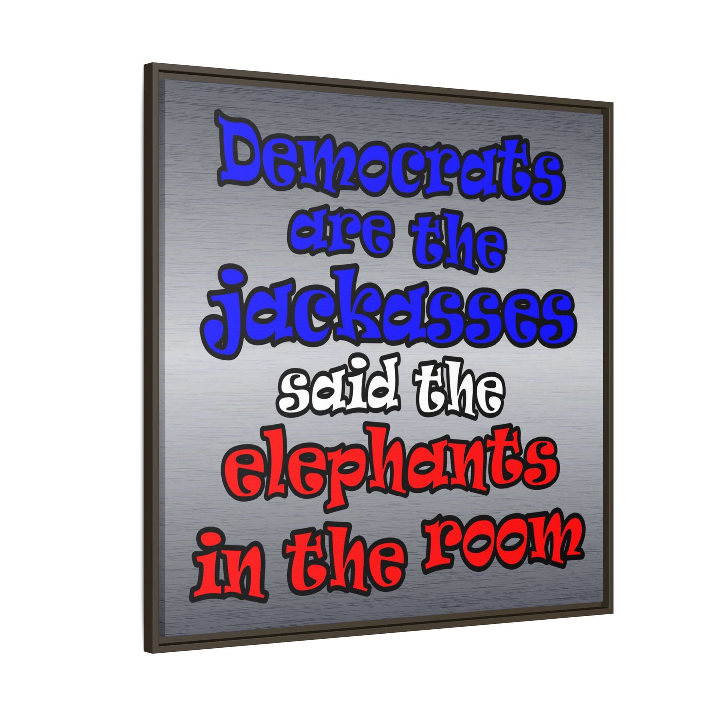 donkeys and elephants - framed canvas art (brushed nickel)