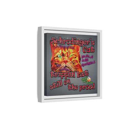 schrodinger's cat - framed canvas art (grey-light grey)