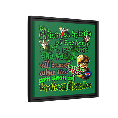 christmas spirits of boston - framed canvas art (dark green)