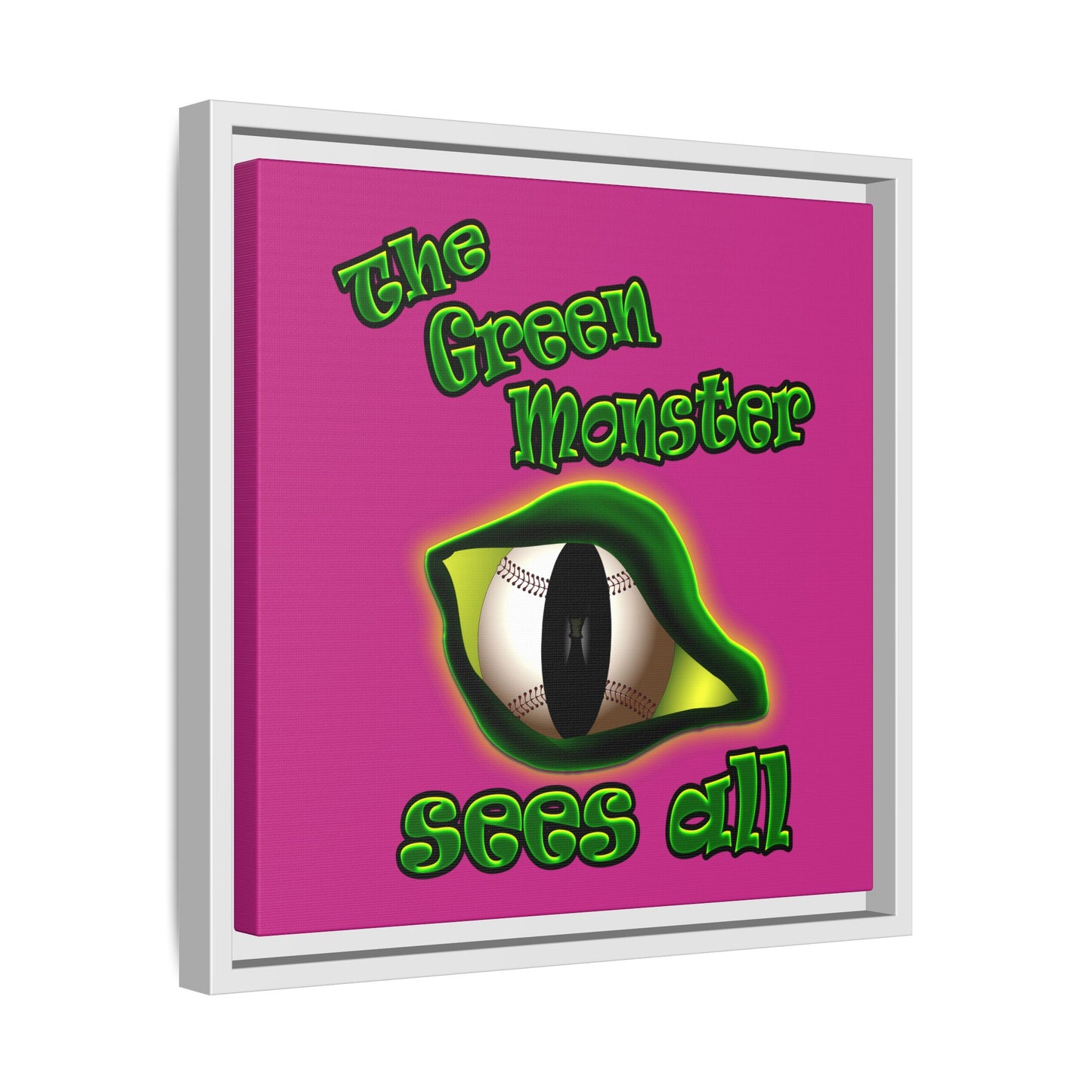 green monster - framed canvas art (pink)