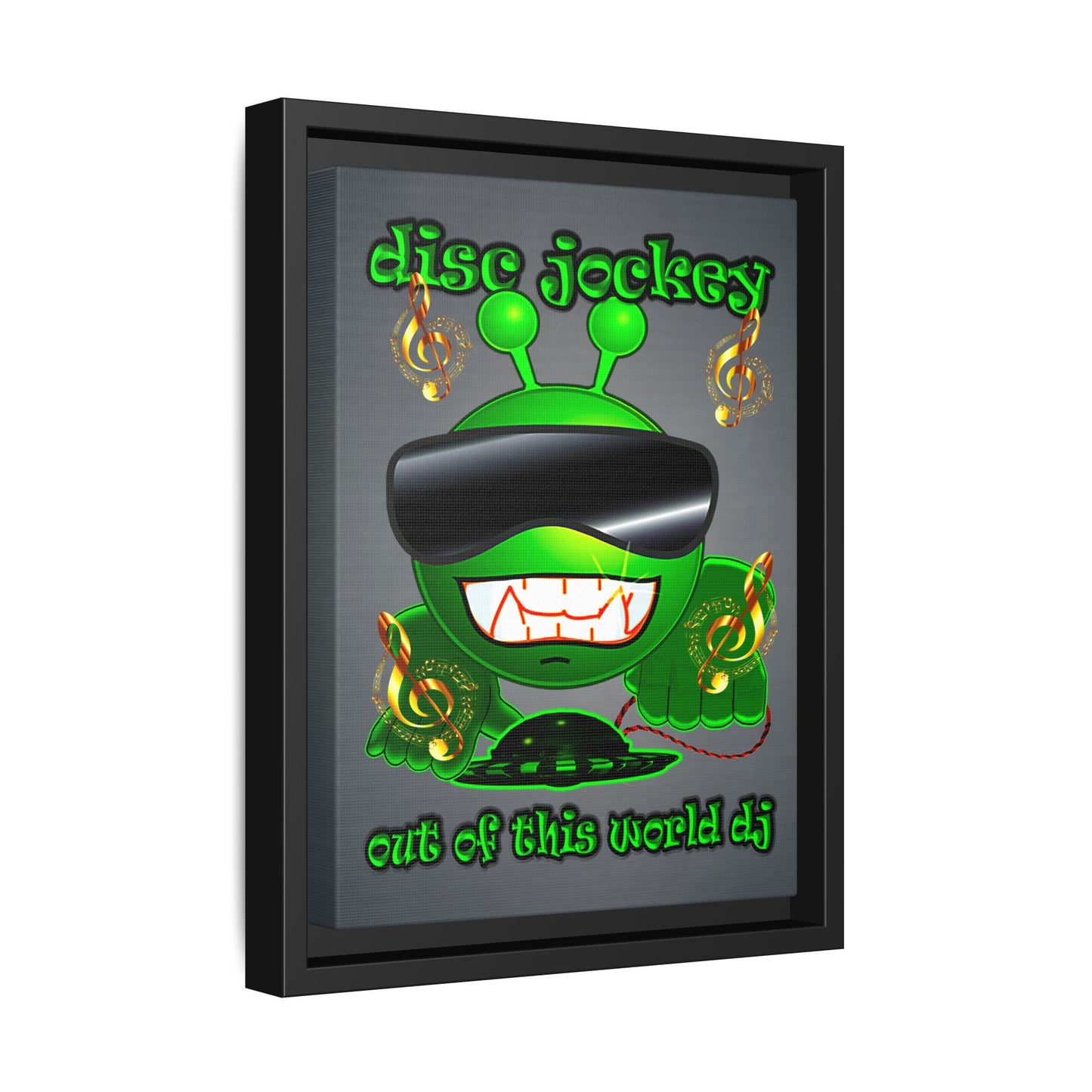disc jockey - framed canvas art (grey-light grey)
