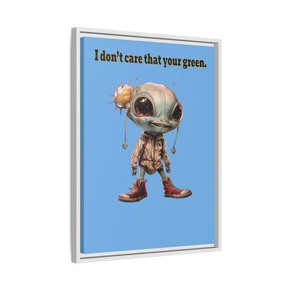 I don't care that your green - framed canvas art (light blue)