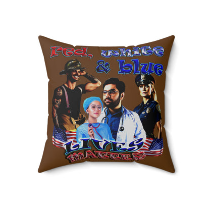 rw&b lives matter - Spun Polyester Square Pillow - (brown)