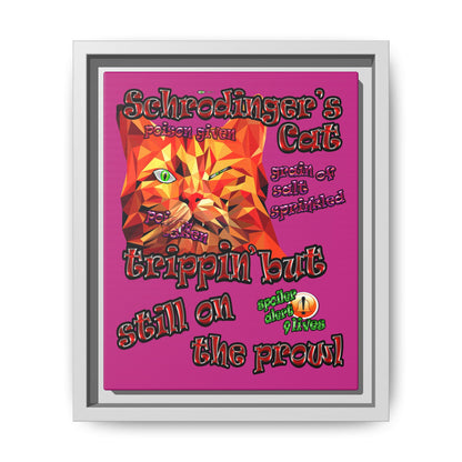 schrodinger's cat - framed canvas art (pink)
