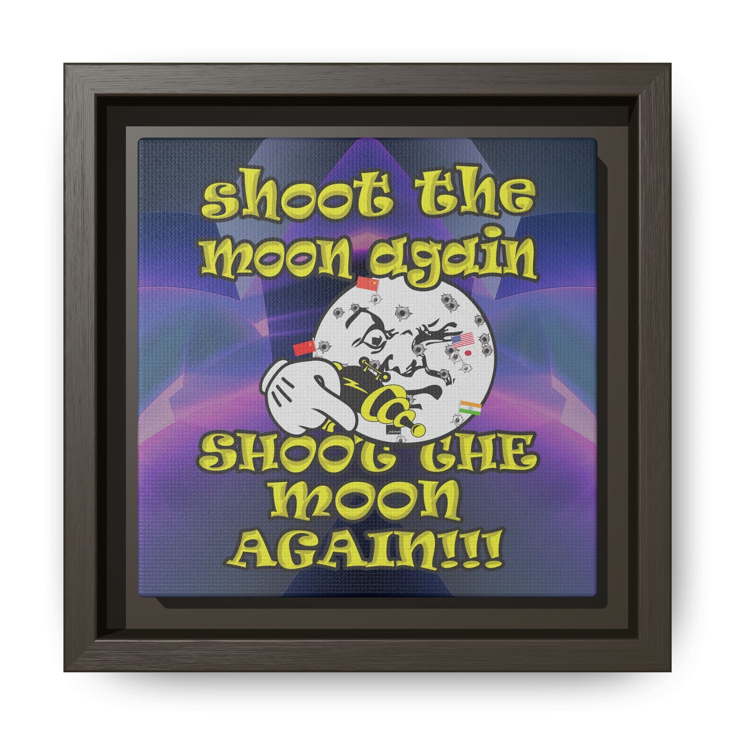 shoot the moon again - framed canvas art (grey-pink wave)