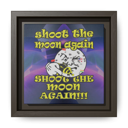 shoot the moon again - framed canvas art (grey-pink wave)