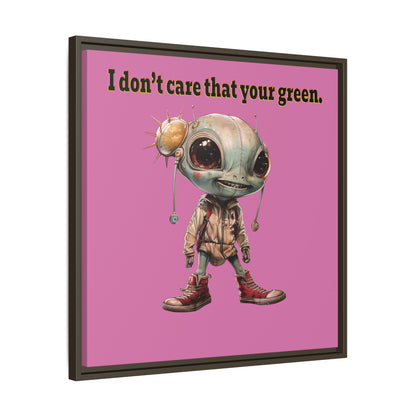I don't care that your green - framed canvas art (light pink)