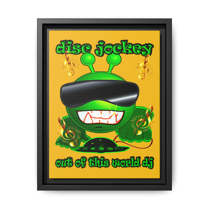 disc jockey - framed canvas art (yellow)