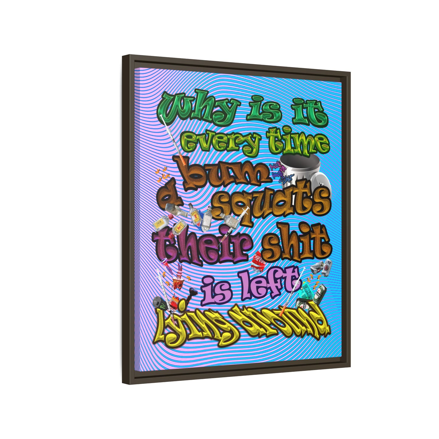 the bum's shit - framed canvas art (light blue-purple wave)
