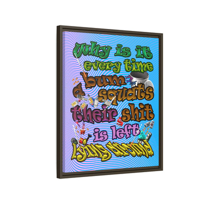 the bum's shit - framed canvas art (light blue-purple wave)