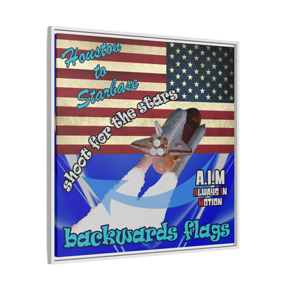 shoot for the stars - framed canvas art (blue-white wave)