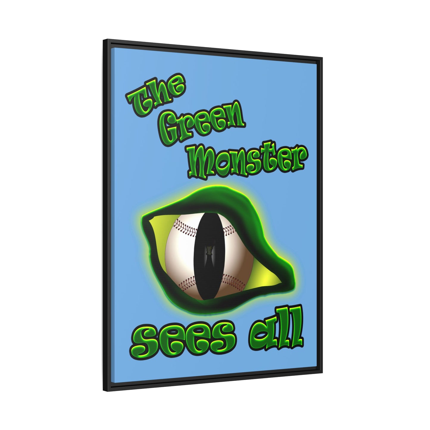 green monster - framed canvas art (light blue)