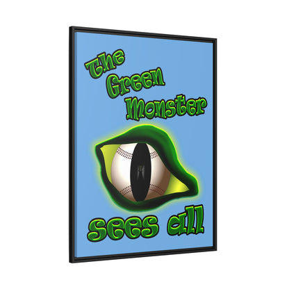 green monster - framed canvas art (light blue)