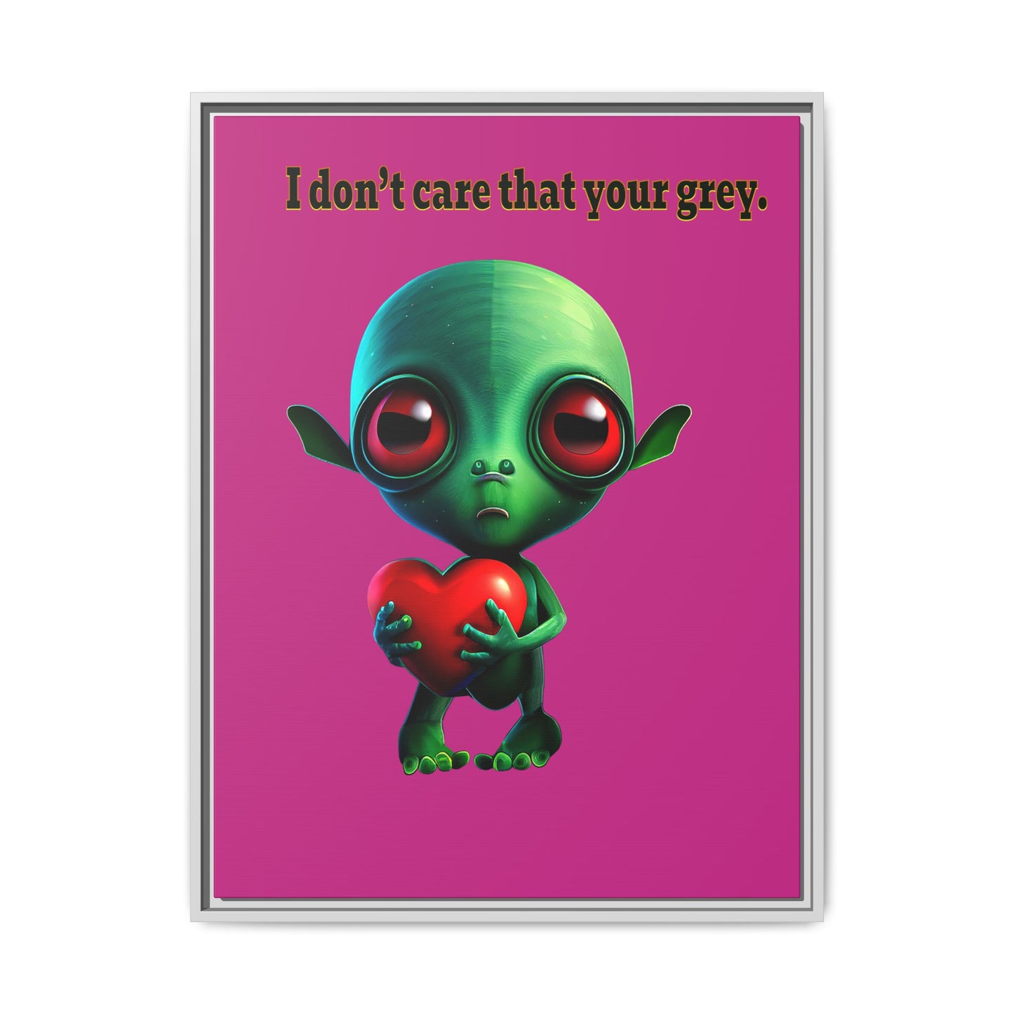 I don't care that your grey - framed canvas art (pink)