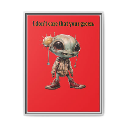 I don't care that your green - framed canvas art (red)