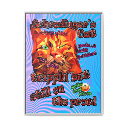 schrodinger's cat - framed canvas art (light blue-purple wave)