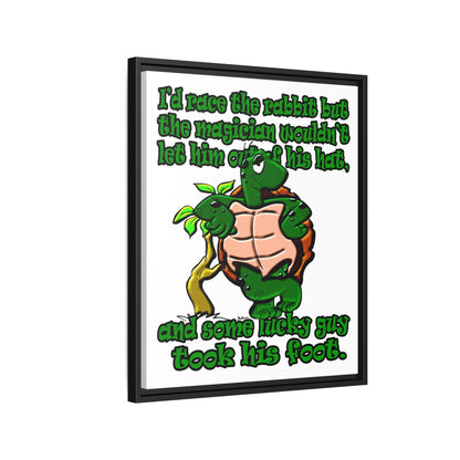 turtle race - framed canvas art (white)