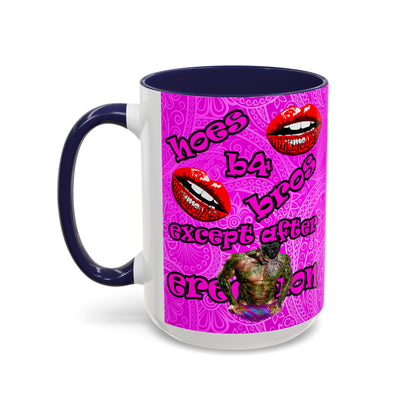 hoes b4 bros - Accent Mug (pink swirl)