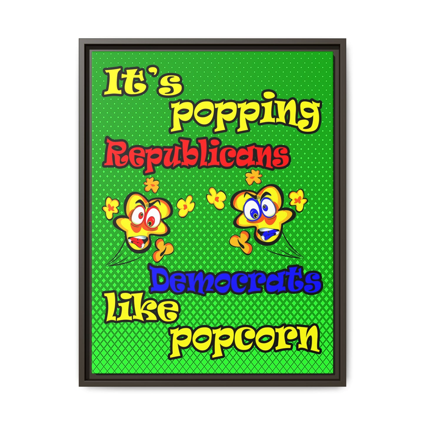 popping like popcorn - framed canvas art (logo green)