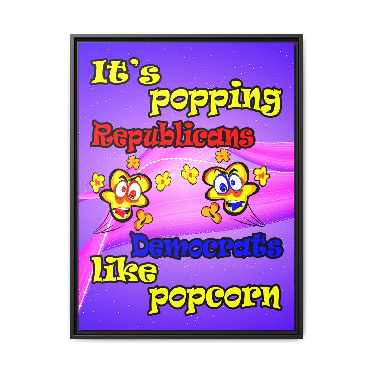 popping like popcorn - framed canvas art (purple-pink wave)
