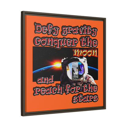 defy conquer reach - framed canvas art (orange)