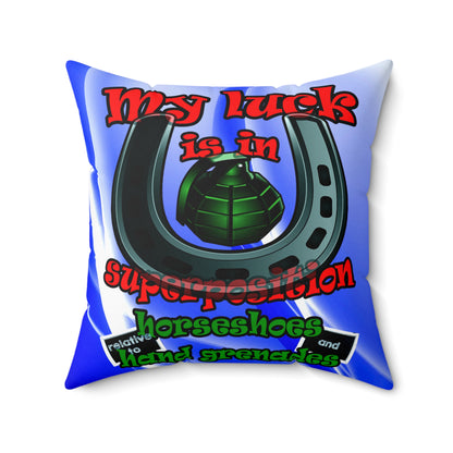 my luck - Spun Polyester Square Pillow - (blue-white wave)